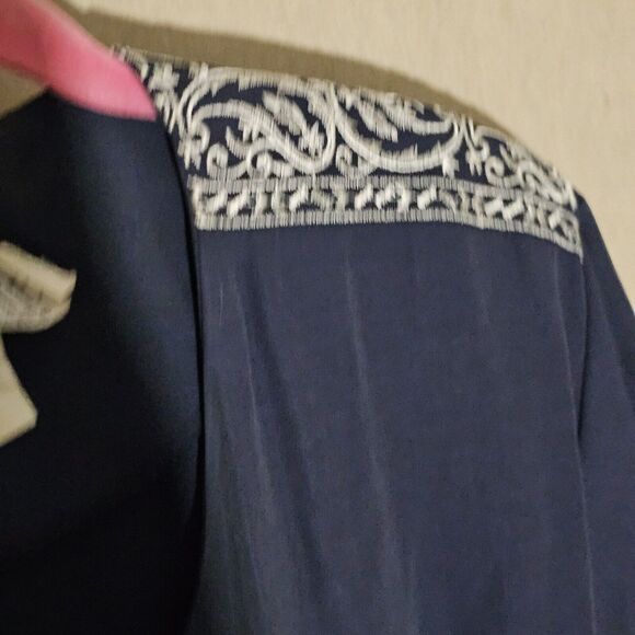 Vintage Petite Sophisticate Women's Career Dress Size Medium Navy Blue Belted - Picture 12 of 15